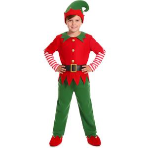 Christmas Elf Costume Set Kids Cosplay Party Costume With Hat (9-11 Years)