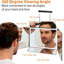 LMZNXCZ 5 Way Mirror for Self Hair Cutting,360 Haircuts Mirror Men for Barber Use Tools,to See Back of Head,Tri Fold with Portable Height Adjustable Telescoping Hooks