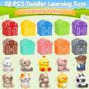 Learning Toys for 1,2,3 Year Old Toddlers, 20Pcs Farm Animals Barn Toy Montessori Counting, Matching & Sorting Fine Motor Games, Christmas Birthday Easter Gift for Baby Boys Girls Age 12-18 Months