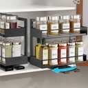 iSPECLE Pull Out Spice Rack - 2 Pack Rotate Peel and Stick No-Drill Vertical Spice Rack Organizer for Cabinet Easy Access Spices, Adjust Height for 4oz to 8oz Spice Jars Inside Kitchen Pantry Cabinet