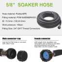 Soaker Hose 5/8" 50ft Rubber Garden Soaker Hoses, Water Seeper Round Drip Hose, Heavy Duty Drip Irrigation Hose For Vegetable, Lawn, Plants and Trees Watering