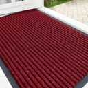 OLANLY Front Door Mat Indoor Outdoor Entrance, Waterproof Heavy Duty Doormat, Fade Resistant, Low Profile, Easy Clean Patio Porch Welcome Floor Mats for Entry, 29.5x17, Wine Red
