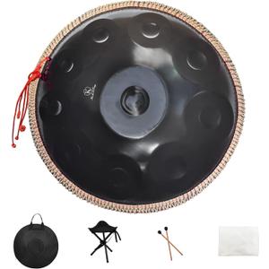 Handan 432HZ,10 Sounds 22 Inches D Minor Handpan Drum,Prremium Steel Hand Pan Instrument for Adults,Classic Black