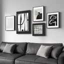 Framed Black and White Abstract Wall Art for Living Room, 5 Piece Modern Prints Paintings Artwork for Walls, Minimalist Black White Pictures for Hallway, Dining Room, Bedroom, Home Office Wall Decor, 12x16", 16x24", 11x14" , 12x12"