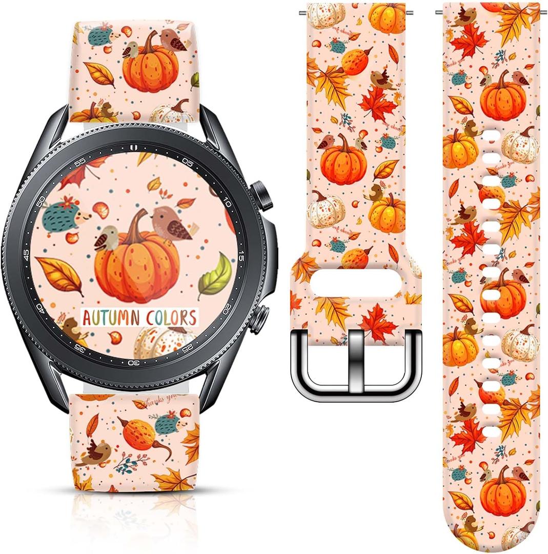 22mm Holiday Christmas Thanksgiving Watch Band Compatible with Samsung Galaxy Watch 46mm/Galaxy watch 3 45mm/Gear S3 Classic/Frontier Replacement Watch Strap (Autumn color Orange)