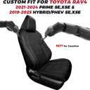 FREESOO Custom Fit RAV4 Seat Covers for Toyota RAV 4 2025-2019 (Hybrid/Prime/PHEV) XSE SE, Faux Leather, 4Layer Waterproof, F/R Headrest, Airbag Deployment Compatible, Durable, Luxury, Black Full Set