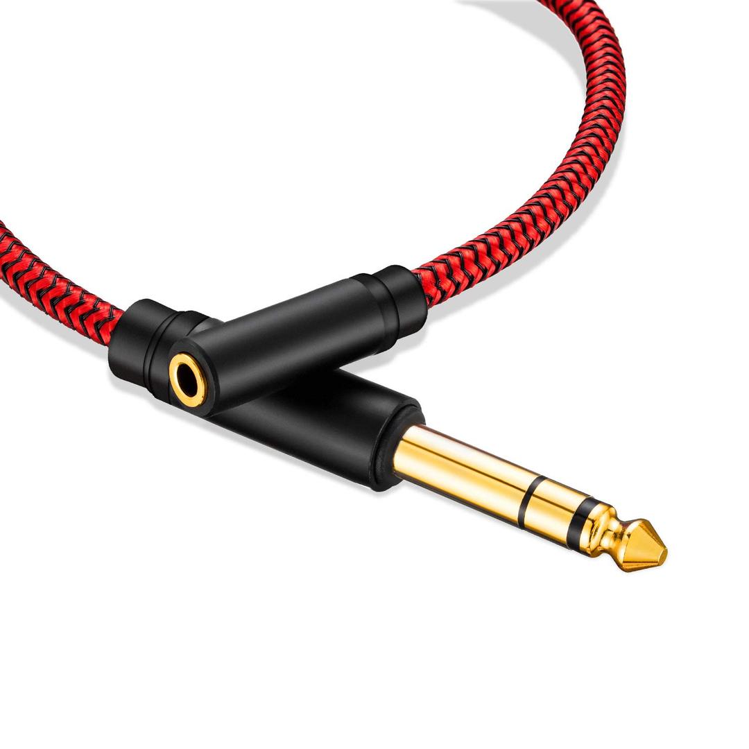 6.35 Male to Female 3.5 Headphones Adapter 10Ft, TRS 1/ 4 to 3.5mm Stereo Cord 6.35mm 1/ 4 Male to 3.5mm 1/ 8 Female for Amplifiers, Guitar Amp, Piano, Home Theater Devices, or Mixing Console (10Ft/ 3M)