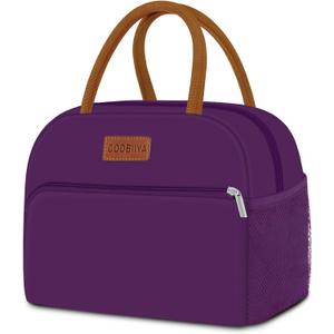 Coobiiya Lunch Bag Women, Lunch Box for Women Adult Men, Small Leakproof Cute Lunch Tote Large Capacity Reusable Insulated Cooler Lunch Container for Work/Office/Picnic/Travel-Purple