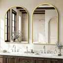 AMOISE Arched Mirror for Bathroom, 2Pack 36"x24" Gold Vanity Bathroom Mirror for Over Sink, Metal Framed with HD Shatter-Proof Glass for Entryway, Living Room,Bedroom