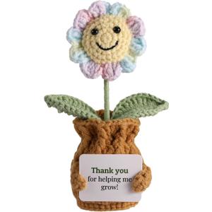 YOOJEE Teacher Appreciation Gift  Thank You for Helping Me Grow! Crochet Sunflower Handmade Thank You Gifts for Women Mentors Coworkers Graduation Last Day of School Gift for Teacher from Student