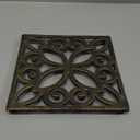 Comfify Decorative Cast Iron Trivet for Kitchen Or Dining Table | Square with Vintage Pattern - 6.5 x 6.5 | with Rubber Pegs/Feet - Recycled Metal | Vintage, Rustic Design | Gold with Black