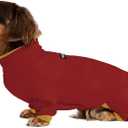 WienieDay Dachshund Dog Turtleneck Sweater, Adjustable Polo Collar with Zipper, Four-Legged Warm Double Fleece, Stretchy Clothes for Mini Dachshunds (Red, Large)