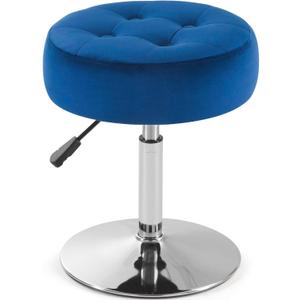 Blue Vanity Chair for Makeup Room Vanity Stool for Makeup Room Round Velvet Tufted Makeup Chair Vanity Stools for Bathroom Height Adjustable 360 Swivel