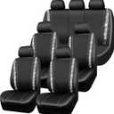 CAR PASS Bling Diamond Car Seat Covers, Shining Rhinestones Waterproof Faux Leather, 7 Seats 3 Rows with Zipper Glitter Crystal Sparkle Strips Universal Fit 95% MPV,SUV,CAR for Women Girl, Silver (Full Set)