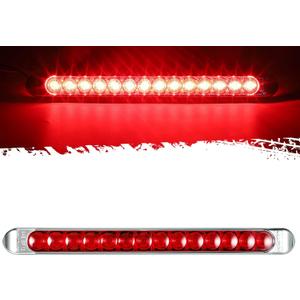 Partsam 17 Inch Led Trailer Sequential Turn Left Right Signal Light Bar 14 LED 2835SMD Red with Chrome Housing Screws High Low Brightness Running Brake Stop Turn Tail Light 10V-30V IP67 Waterproof