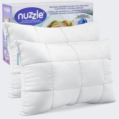 Nuzzle Cooling Adjustable Pillow for Side Sleepers, Luxury Standard Size 1Bed Pillow Hotel Collection - Best Adjust Height Soft Firm Pillow for Back, Stomach or Side Sleepers - Home Gifts