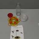 Joliyoou Hummingbird Feeder, 10 Once Glass Hummingbird Feeder Outdoor Hanging, Bird Nectar Feeder (Yellow Cover with Red Flowers - 1 PACK)