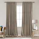 StangH Velvet Curtains for Sliding Door Extra Wide Camel Beige Privacy Thermal Insulated Window Drapes Back Tab Heavy Room Dividers for Living Dining Room, W62 x L84, 2 Panels