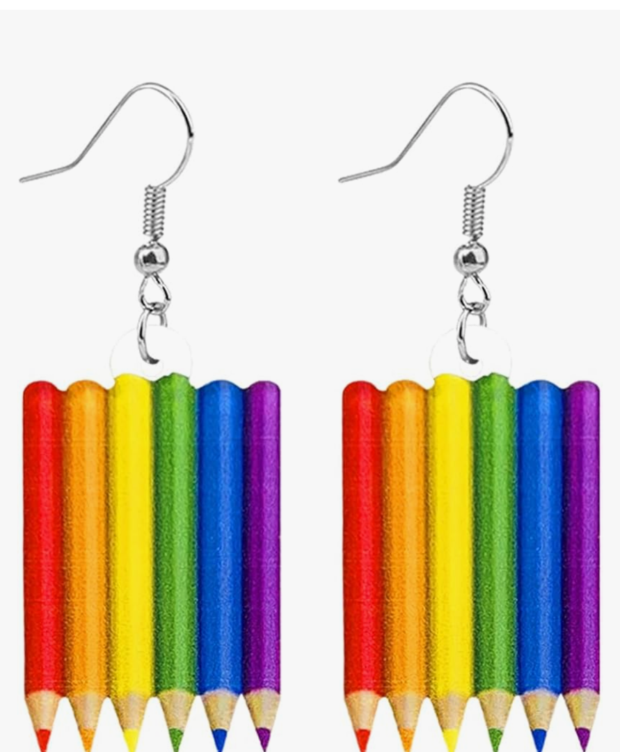 Funny Cute Weird Rainbow Earrings Creative Rainbow Love Heart Butterfly Sunflower Pencil Acrylic Dangle Earrings Lightweight Summer Ice cream Mushroom Frog Colorful Earrings for Women Jewelry Gifts