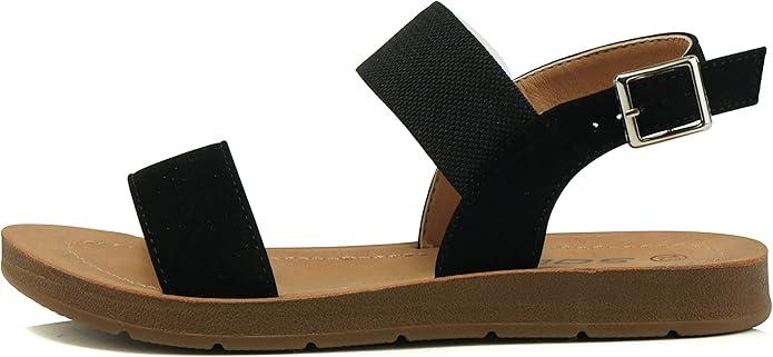 Soda BASHFUL-2 KIDS/CHILDREN/GIRLS Casual Open Toe Single Band with Elastic Ankle Strap Buckle Fashion Slide Flat Sandal,  Size 5