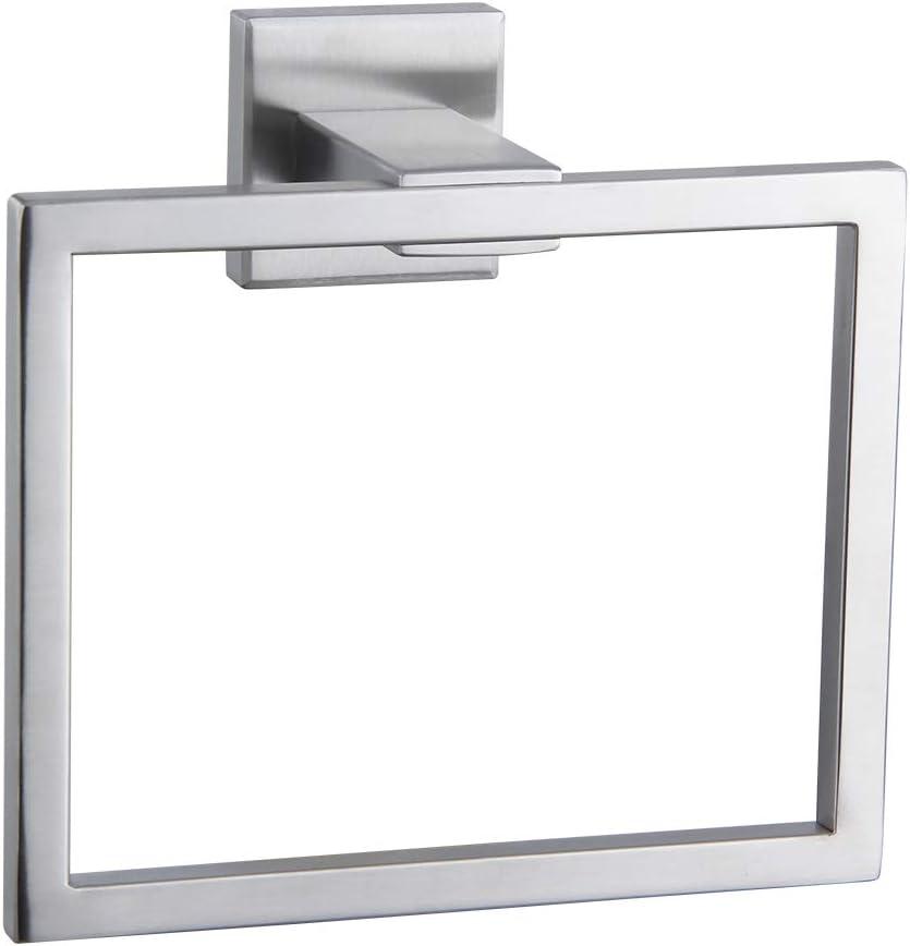 Hand Towel Holder for Bathroom SUS 304 Stainless Steel Towel Ring Heavy Duty Hand Towel Racks Wall Mount Simple Square Towel Hanger, Brushed Finish