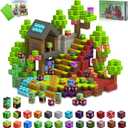 QYGYMXC Magnetic Blocks Toys for Kids,100 PCS Magnetic Building Blocks Cubes, STEM Sensory Stacking Magnets Toys,Christmas Birthday Gifts for Boys and Girls Ages 3+ (Forest)