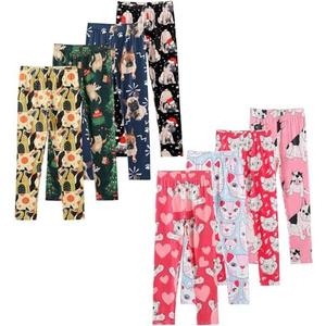 Chicduo 8 Pack Girls Printed Leggings Yoga Pants for Kids Full Length Stretchy Cute Leggings in 9-10 Years