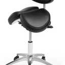 Ergonomic Saddle Stool with Backrest, 485 lbs Capacity Rolling Stool, 12 Tilt, Adjustable Height Split Seat Stool, 360 Swivel Rolling Chair for Office, Salon, Massage, Dental, Tattoo