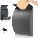 Metal Mailbox Wall Mount, Large Locking Mailbox with Key Lock, Hanging Secure Postbox, Security Key Drop Box, Collection Boxes, Grey, 5" D x 11" W x 17" H