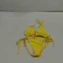 ATENGNES Women's 2 Piece Swimsuit Halter String Bikini Adjustable Bathing Suit, Medium, Yellow