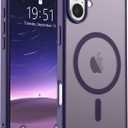 SUPFINE Magnetic for iPhone 16 Case (Compatible with MagSafe) (Military Grade Drop Protection) Slim Translucent Matte Shockproof Phone Cover,Dark Purple