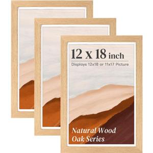 HOUSE DAY 3 Pack 12x18 Poster Frame, 12x18 Frame Natural Oak Solid Wood