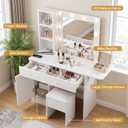 Haewon White Makeup Vanity Desk with Lighted Mirror and Storage Chair