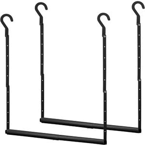 STORAGE MANIAC Adjustable Closet Rod Hanging Clothes Heavy Duty Closet Extender Hanging Rod Space-Saving Clothes Hanging Bar Double Closet Hanging Rod Hanging Closet Organizer Closet Bar,2 Pack Black