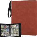 9 Pocket Card Binder, Premium Zip Trading Card Binder, 720 Double Sided Pocket PU Card Collection Binder, Collector Card Album, Card Folder for MTG, TCG, Sports Cards, Game Cards (Brown1) (Marble Texture Lake Brown)