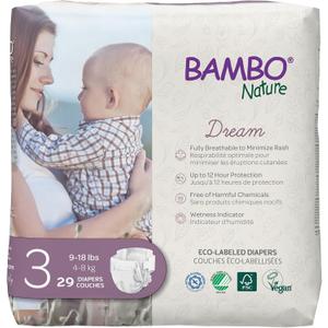 Bambo Nature Premium Eco-friendly Baby Diapers, Size 3 (9-18 Lbs), 29 Count