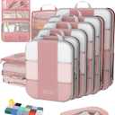 10 Set Compression Packing Cubes for Travel Essentials,Compressible Expandable Packing Cubes for Suitcase,OlarHike Luggage Organizer Bags for Travel,Handy Helper for Organizing Clothes(Light Coral)