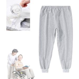TPU Incontinence Pants, Washable Elastic Adjustable Patient Care Trousers, Adult Incontinence Leak-Proof Pants, Ideal for Bedridden Patients, Elderly, Mobility Impaired (Gray, L)