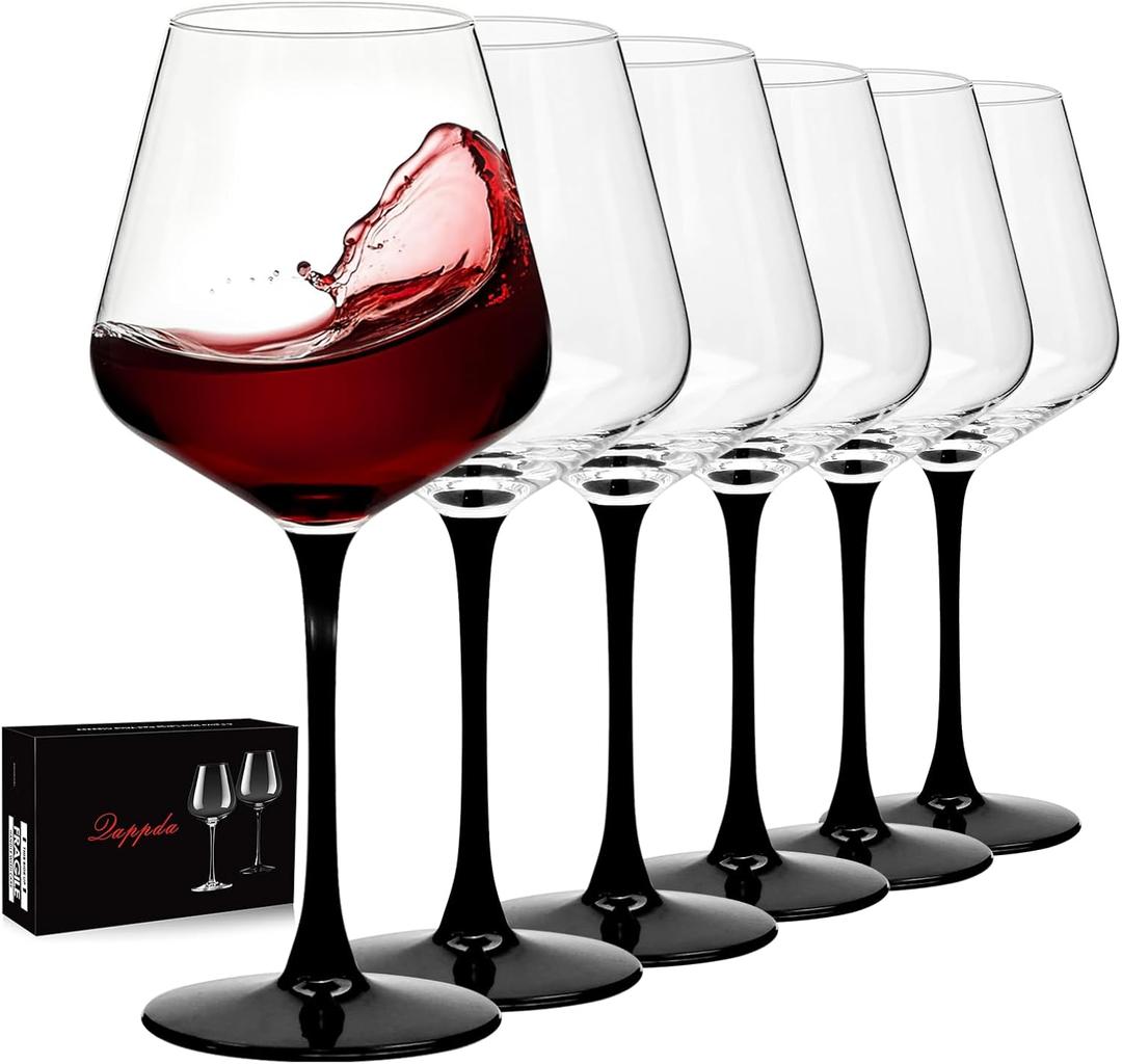 Red Wine Glasses Set of 6, 20 oz Large Clear Burgundy Wine Glasses With Long Stem, Premium Crystal Wine Glass, Unique Gift for Wedding, Anniversary, Mothers Day