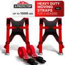 X-Protector Moving Straps - 2 Pairs - Lifting Straps for 2 Movers - Move Furniture Easily and Safely - Perfect for Lifting & Moving Heavy Objects (Adjustable Length 50-118)