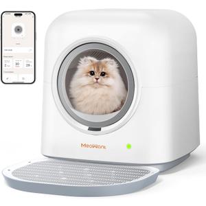 MeoWant Self Cleaning Cat Litter Box, Fully Enclosed Automatic Litter Box for Multi Cats, Ultra-Safe/APP Control/Odor Removal with Mat & Liner & Deodorizer