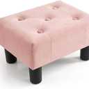 Poofzy Small Foot Stool Ottoman, Velvet Ottoman Foot Rest with Legs, Rectangle Foot Rest for Couch, Footstools and Ottomans Small for Living Room and Entryway (Pink)