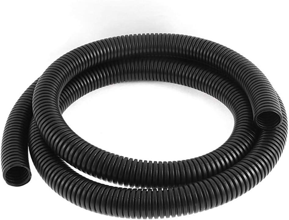 YXQ 10Ft 1/2inch ID Corrugated Tubing Not-Split Flexible Bellows Tube Pipe Preservative for Electric Conduit Liquid Black PE Plastic (3.05M Length 12mm ID.)