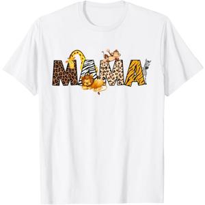 Mama of The Wild One Zoo Birthday Safari Jungle Family T-Shirt White