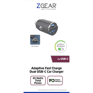 Zgear 45 Watt Dual USB-C Car Charger