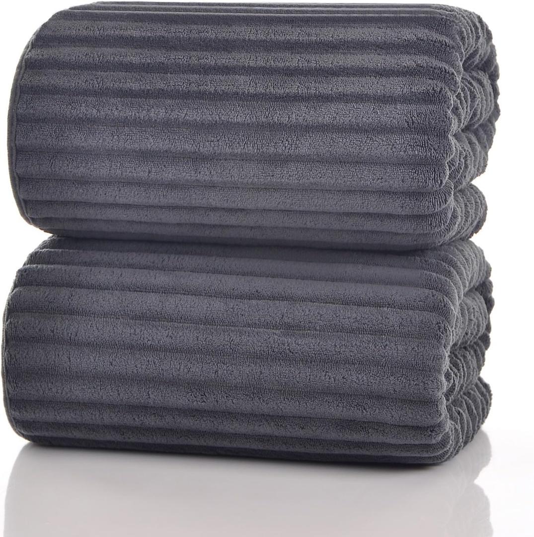 ZVH Extra Large Bath Towels 2 Pack, 35X70 Inch, Super Soft and Absorbent, Quick Dry Bath Sheets for Bathroom, Hotel, Spa, Beach, Gym, Pool (Dark Grey)