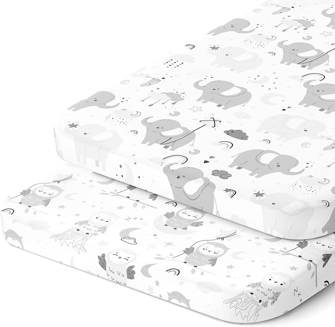 Joey + Joan Bedside Bassinet Fitted Sheets for Milliard Bedside Bassinet Side Sleeper Buttery Soft 100% Cotton 2 Pack