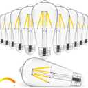 Hizashi LED Edison Bulbs, 4W, Equivalent 40W, Dimmable E26 LED Bulb, 3000K Soft White, 95+ CRI 450 Lumens, ST19 Vintage Light Bulbs, Clear Glass, Pack of 12