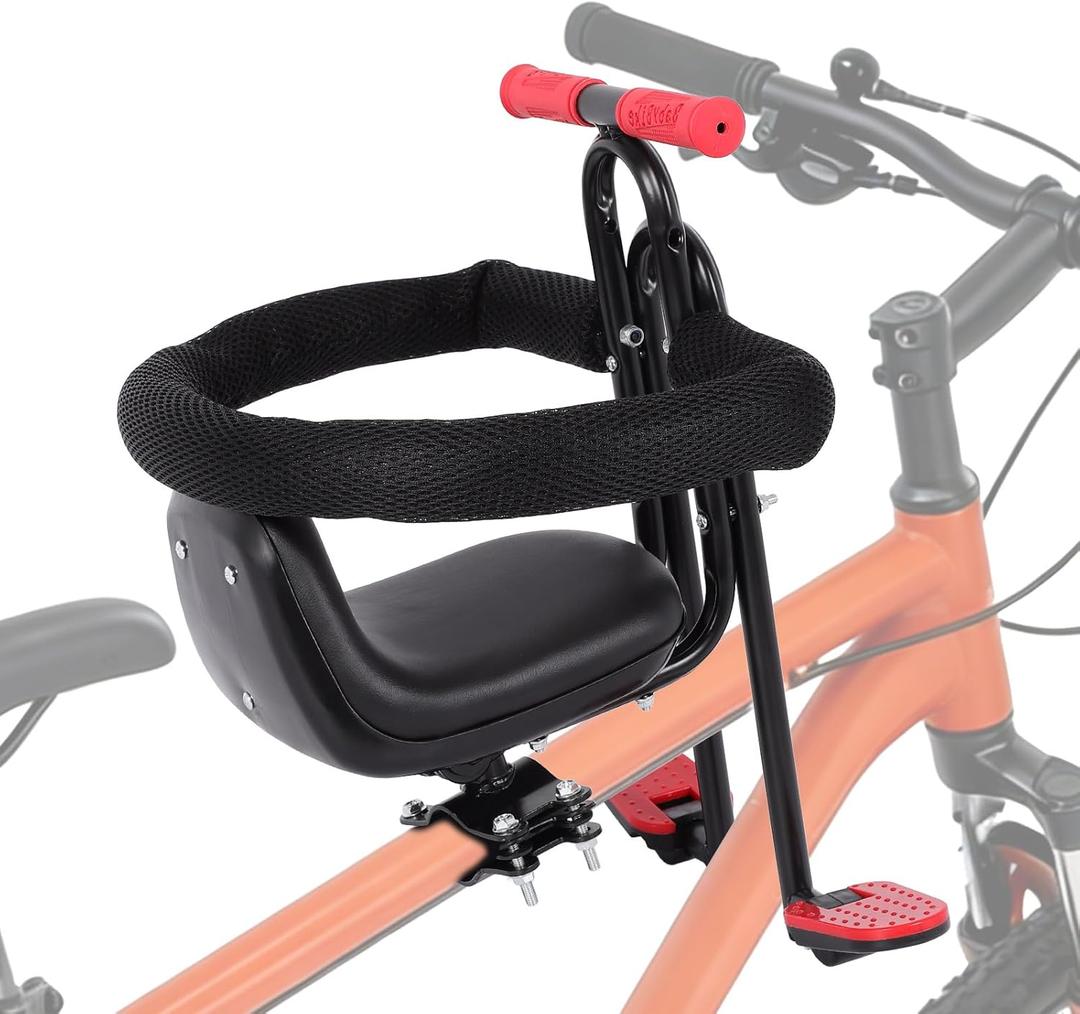 Kid's Bike Seat with Cushion, Front Mounted Child Bike Seat for Adult Bike