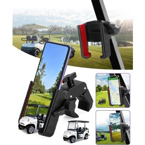 Golf Cart Phone Holder Mount for EZGO Club Car Yamaha  360 Rotatable Universal Cell Phone Cradle for iPhone 15 14 13 Pro Max, Samsung Galaxy, Pixel  Secure Clamp, Fits All Smartphones